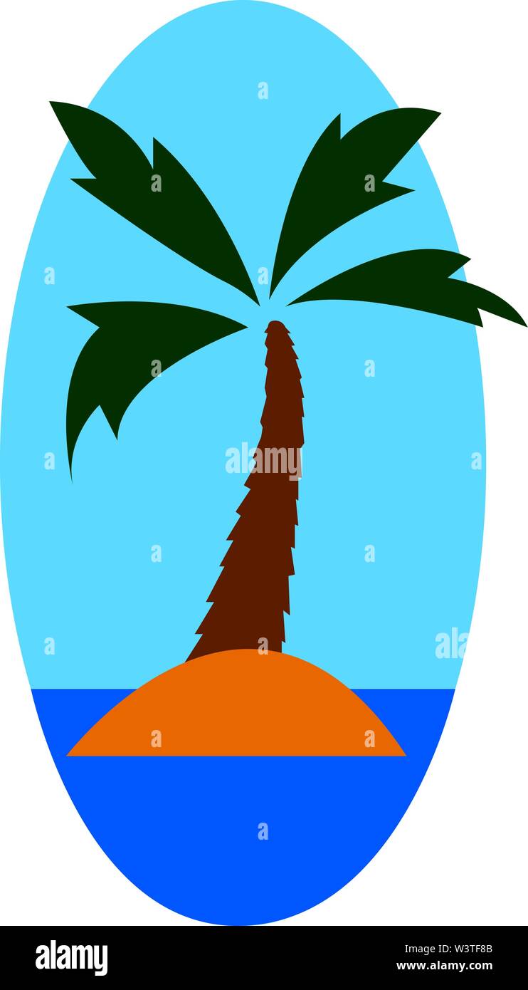 Eine Palme in einem orange Insel, Vector, Farbe, Zeichnung oder Abbildung. Stock Vektor