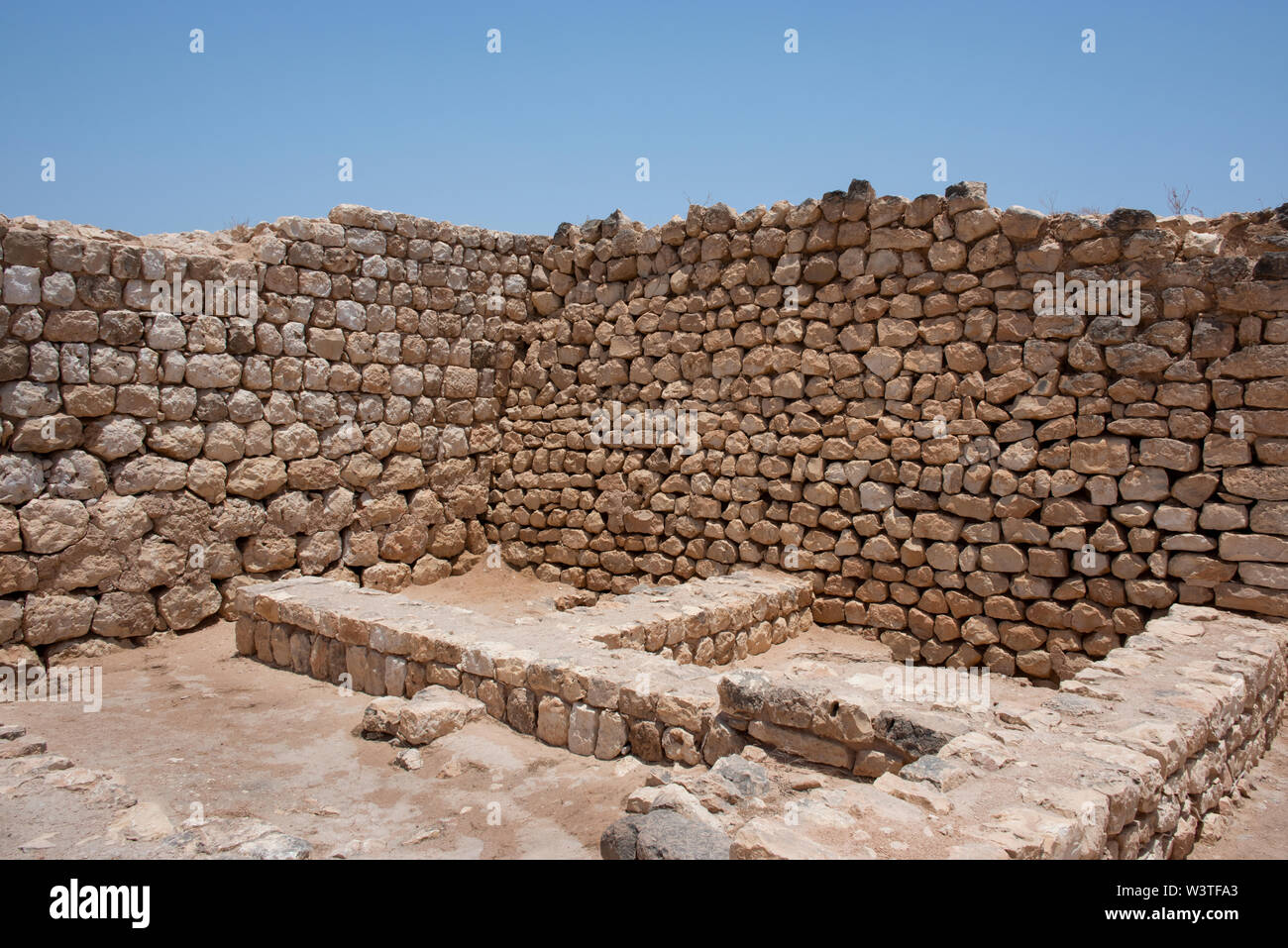 Oman und Dhofar, in der Nähe von Salalah, Khor Rori. Ruinen der alten vor-islamische Siedlung Sumhuram, Teil des historischen Weihrauch Trail, der UNESCO. Stockfoto