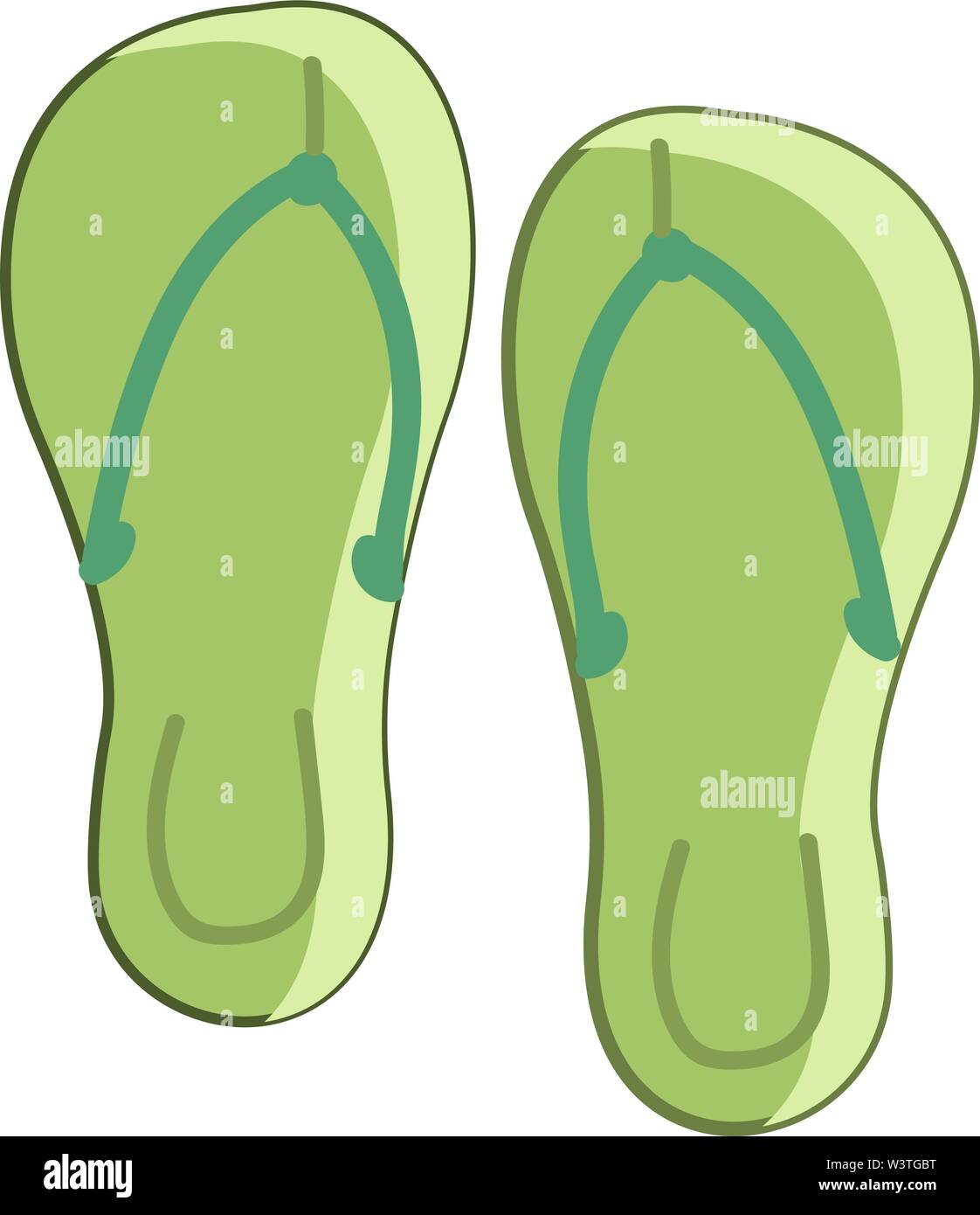 Ein paar ordentlich Hausschuhe in grüner Farbe, Vector, Farbe, Zeichnung oder Abbildung. Stock Vektor