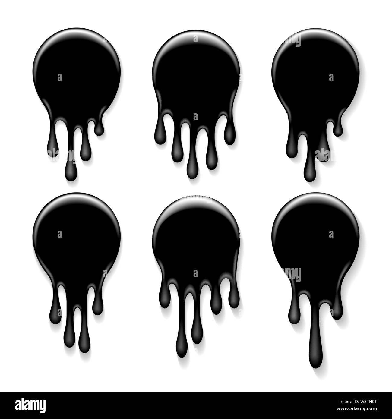 Schwarzes Öl Blobs in realistischen Stil gezeichnet. Vector Illustration. Stock Vektor