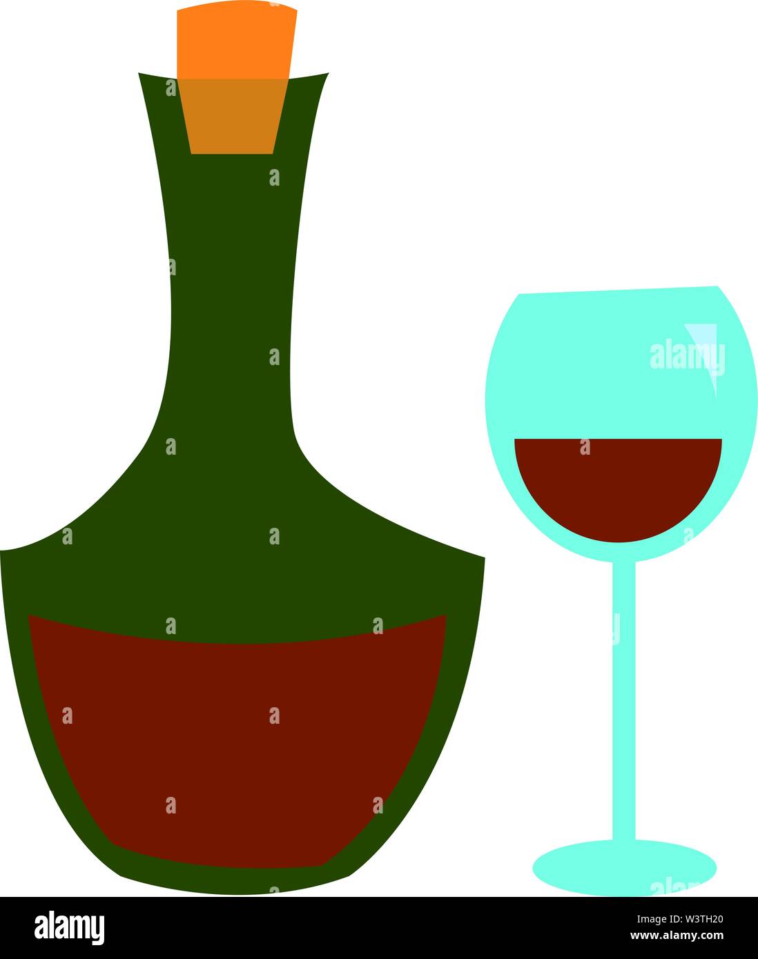 Eine Flasche und ein Glas Wein in es, Vector, Farbe, Zeichnung oder Abbildung. Stock Vektor