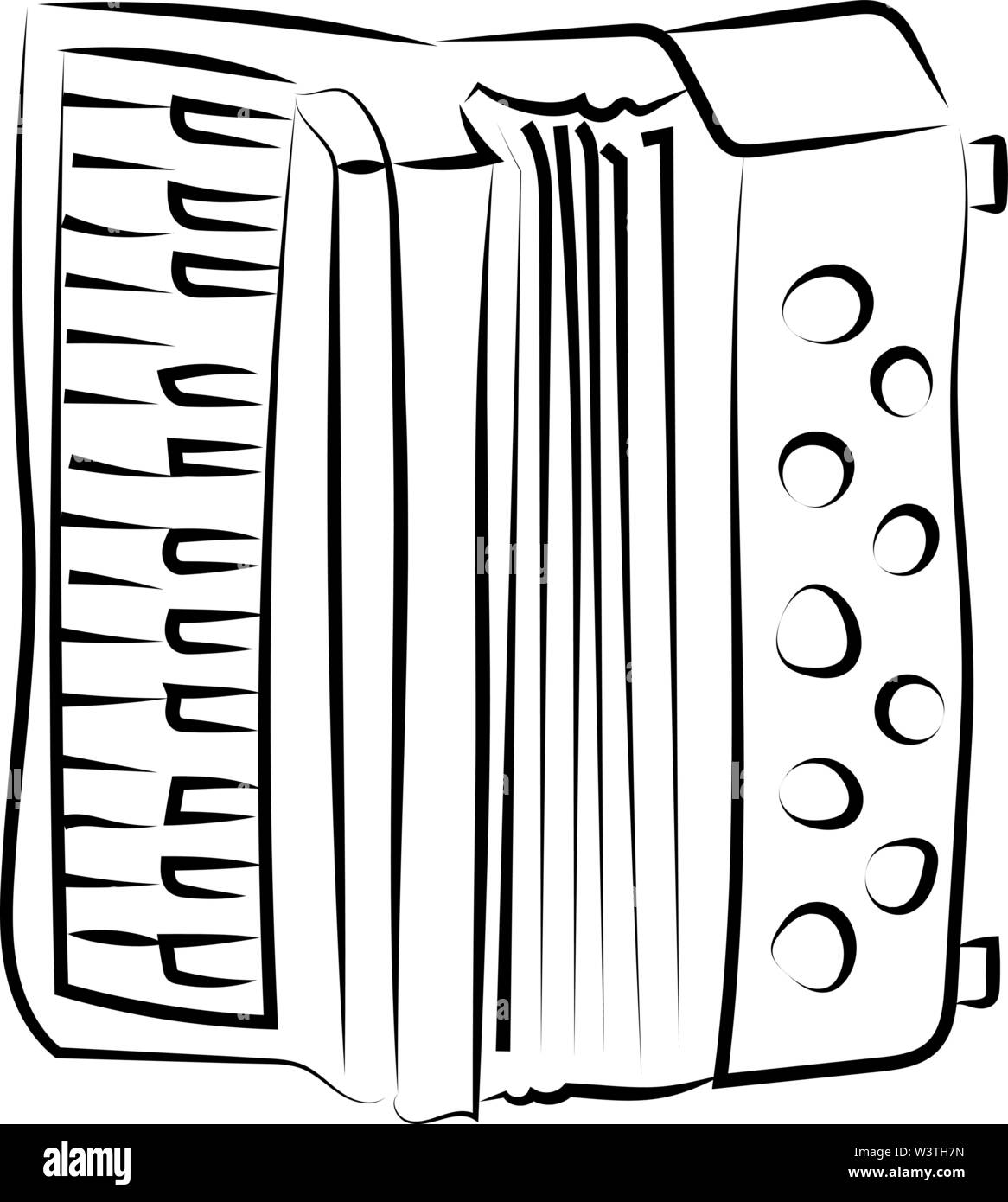 Eine Harmonika Skizze, Illustration, Vektor auf weißem Hintergrund. Stock Vektor