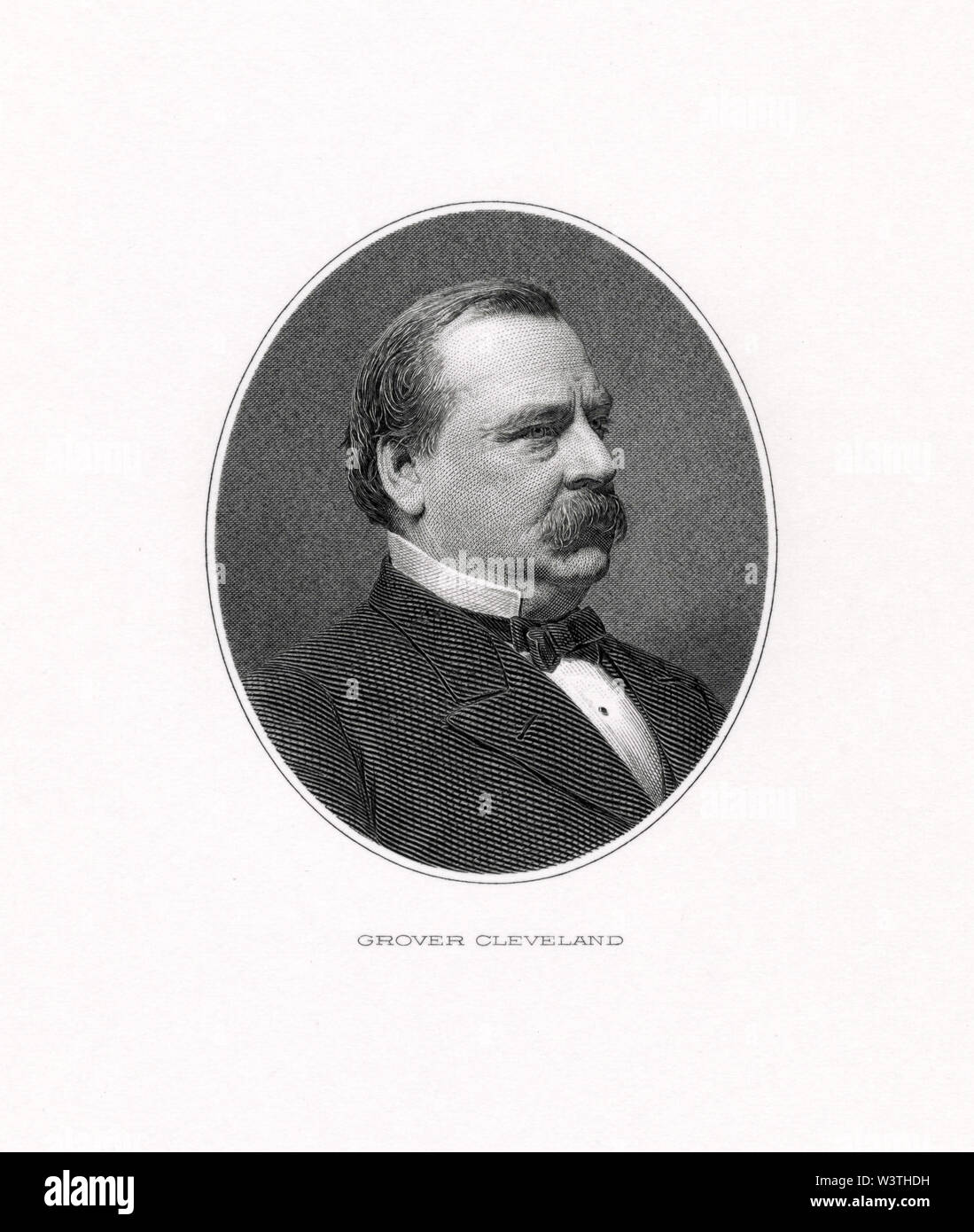 Grover Cleveland (1837-1908), 22. und 24. Präsident der Vereinigten Staaten von 1885 - 89 und 1893 - 97, Kopf und Schultern Portrait, Gravur, 1884. Stockfoto