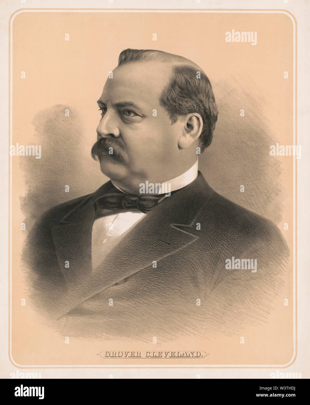 Grover Cleveland (1837-1908), 22. und 24. Präsident der Vereinigten Staaten von 1885 - 89 und 1893 - 97, Kopf und Schultern Portrait, Lithographie, 1884. Stockfoto