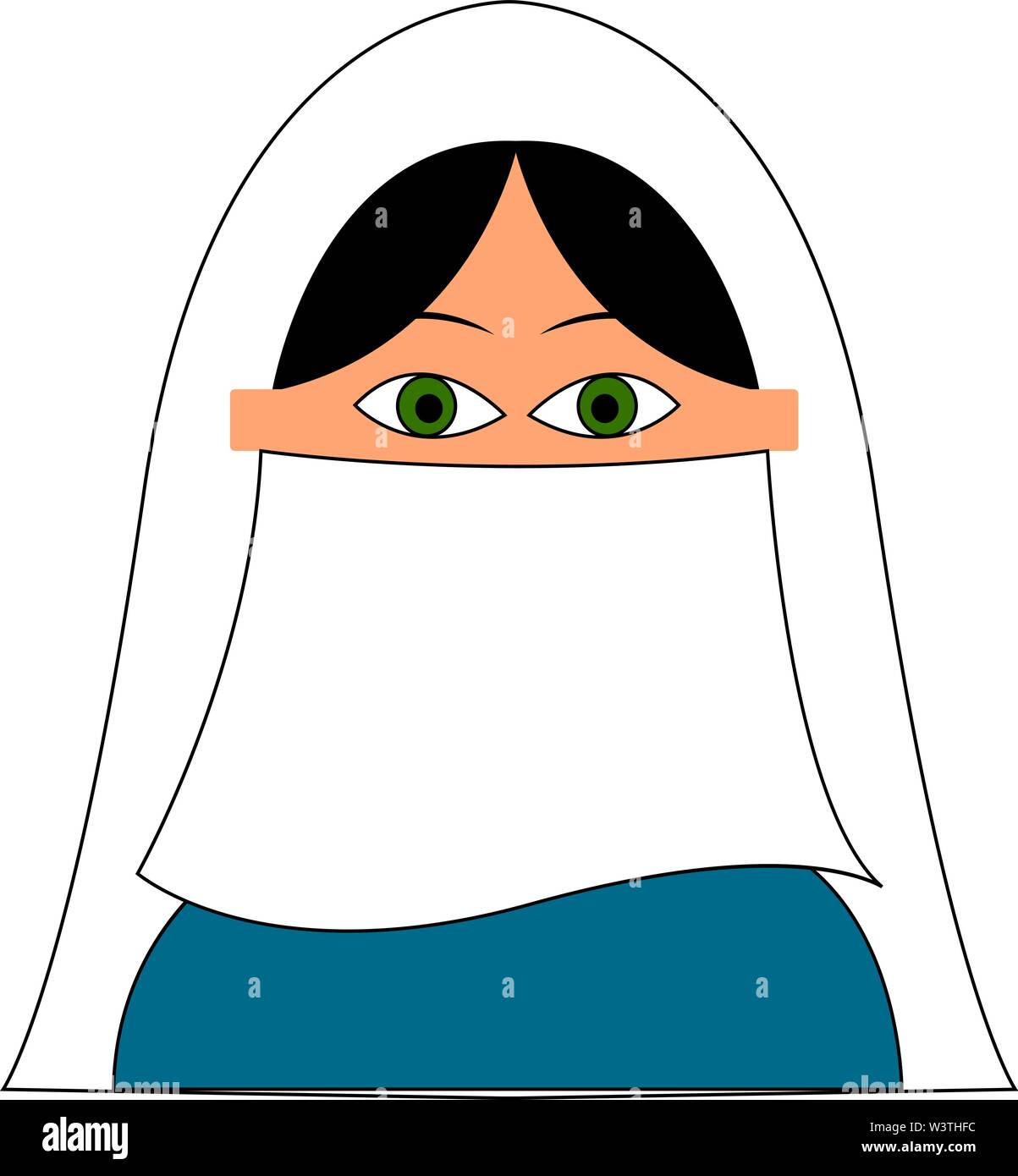 Muslimische Frau, Illustration, Vektor auf weißem Hintergrund. Stock Vektor