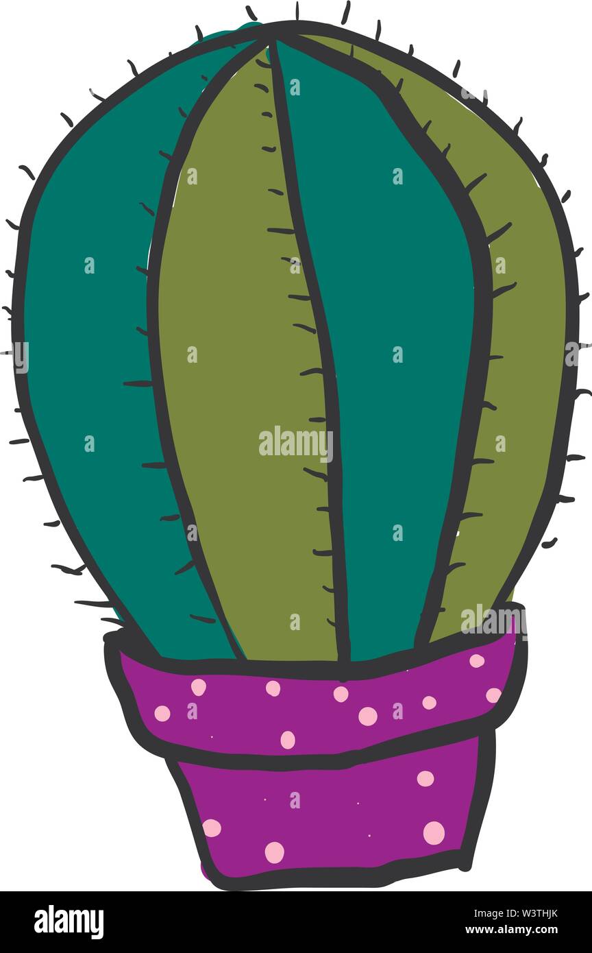Kaktus im Topf, Illustration, Vektor auf weißem Hintergrund. Stock Vektor