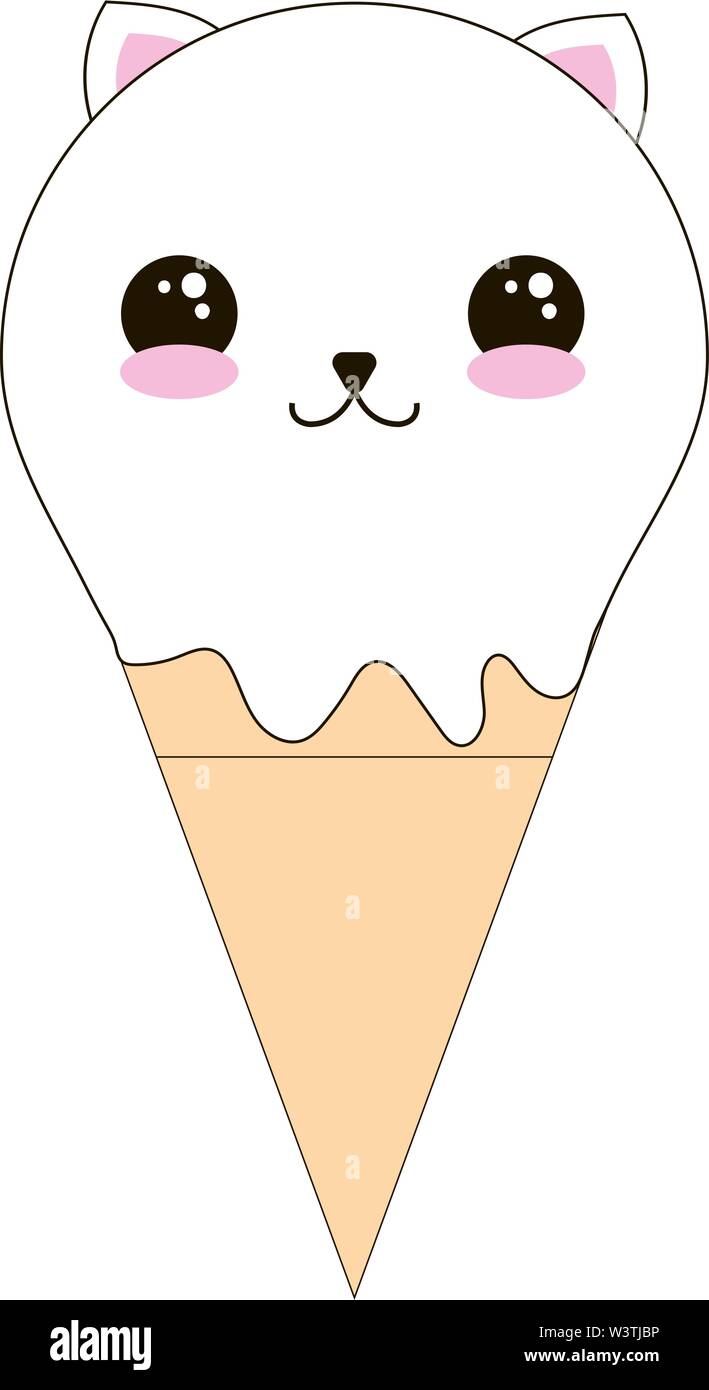 Cat icecream, Illustration, Vektor auf weißem Hintergrund. Stock Vektor