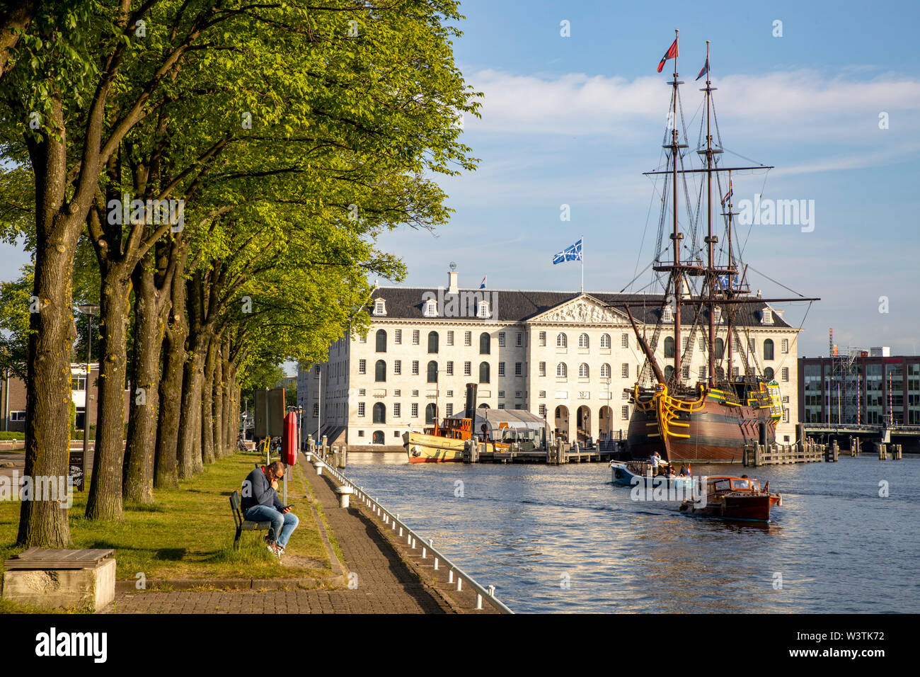 Amsterdam, Niederlande, Maritime Museum, das alte Segelschiff, VOC-Schiff De Amsterdam, Stockfoto