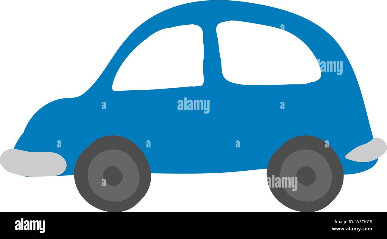 Kleines blaues Auto, Illustration, Vektor auf weißem Hintergrund. Stock Vektor