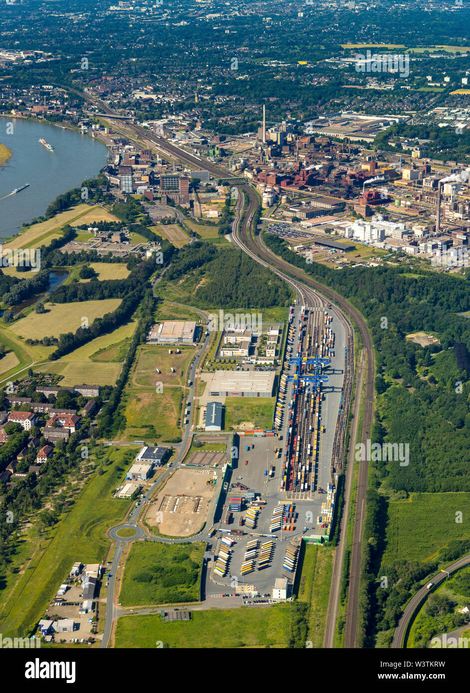 Luftbild der Logistikstandort Logport Logport Hohenbudberg III, Hohenbudberg vom Duisburger Hafen Duisport, in Duisburg-Hoh Stockfoto