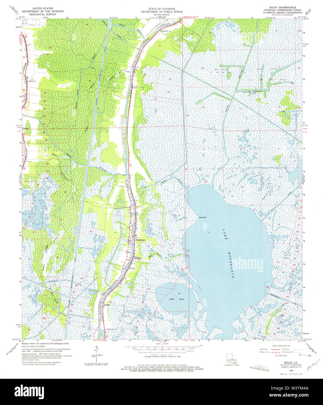 USGS TOPO Karte Louisiana LA Dulac 331880 1964 24000 Wiederherstellung Stockfoto