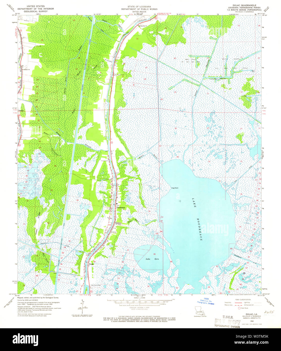 USGS TOPO Karte Louisiana LA Dulac 331881 1964 24000 Wiederherstellung Stockfoto
