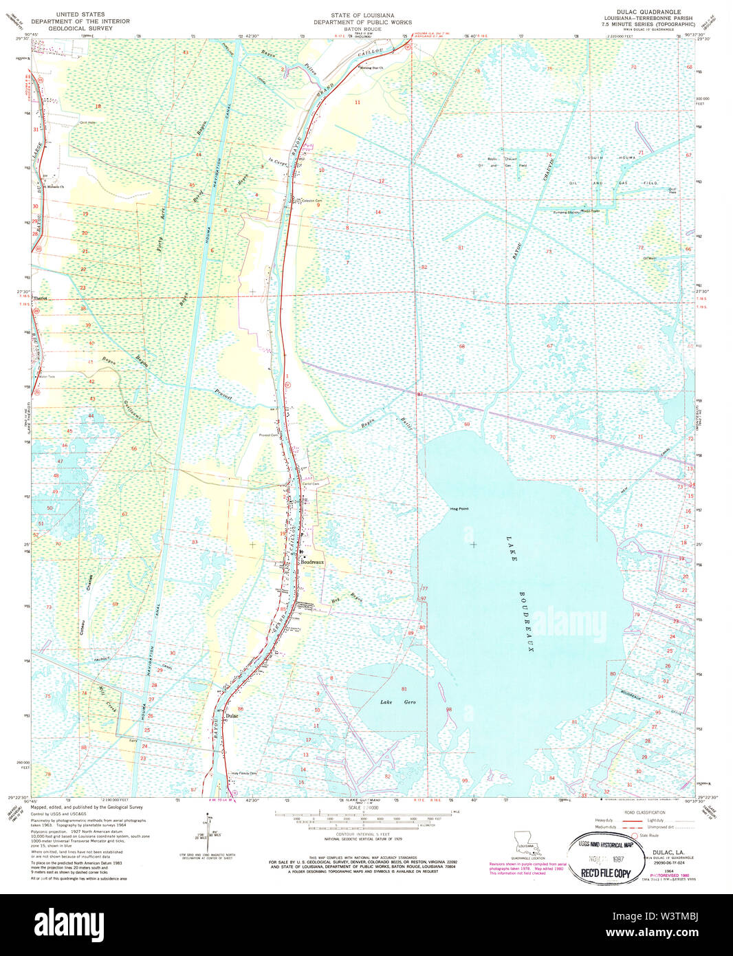 USGS TOPO Karte Louisiana LA Dulac 331883 1964 24000 Wiederherstellung Stockfoto