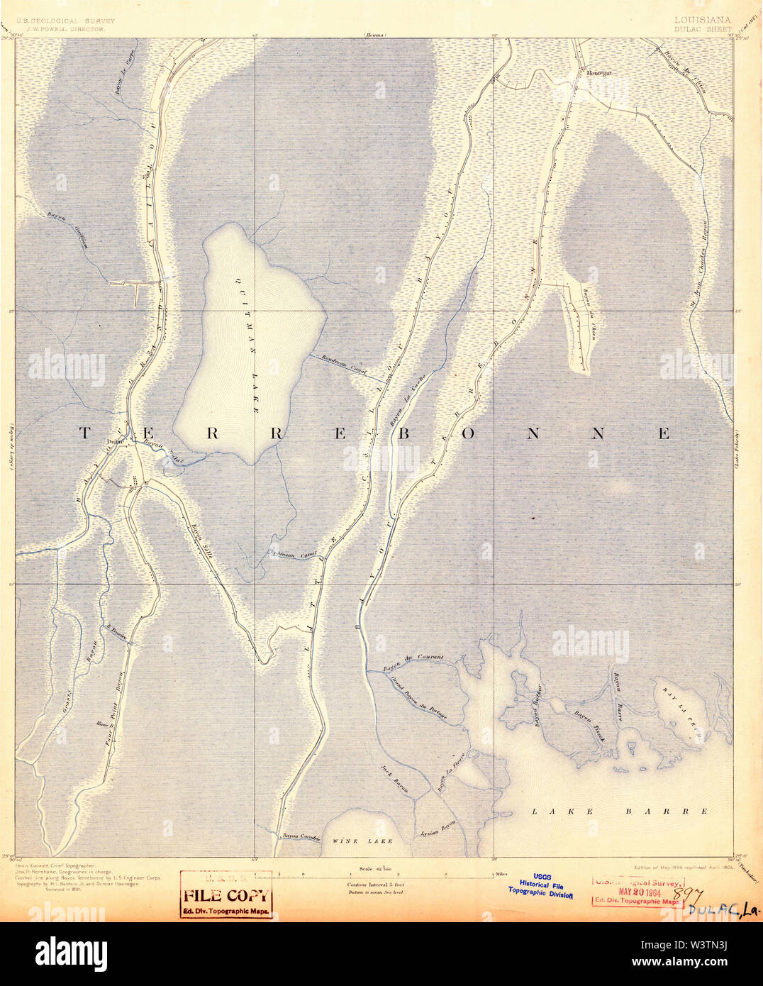 USGS TOPO Karte Louisiana LA Dulac 334496 1894 62.500 Wiederherstellung Stockfoto