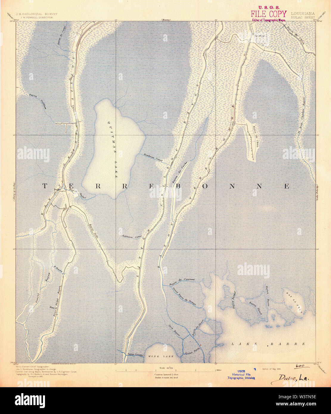 USGS TOPO Karte Louisiana LA Dulac 334497 1894 62.500 Wiederherstellung Stockfoto