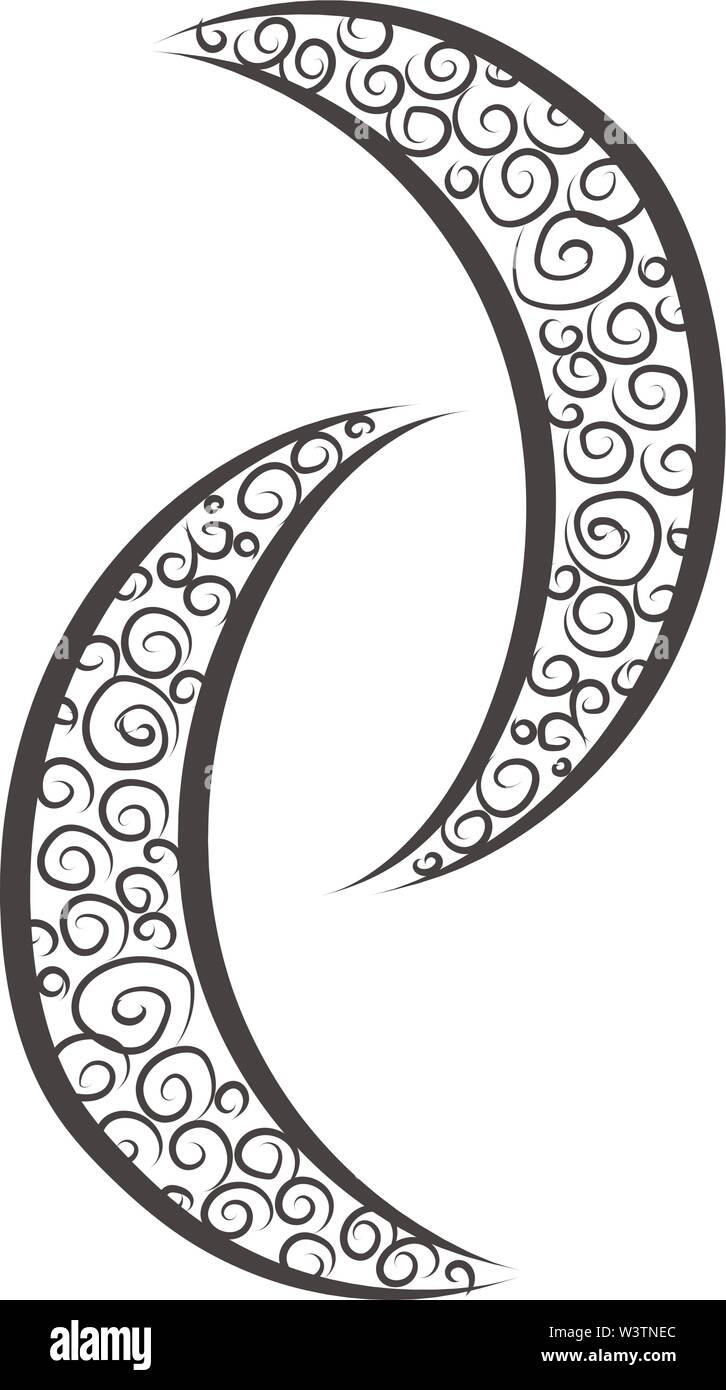 Ein paar Monde Tattoo, Illustration, Vektor auf weißem Hintergrund. Stock Vektor