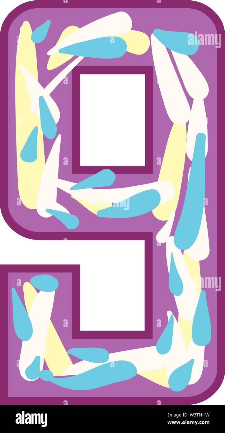 Bunte Nummer neun, Illustration, Vektor auf weißem Hintergrund. Stock Vektor