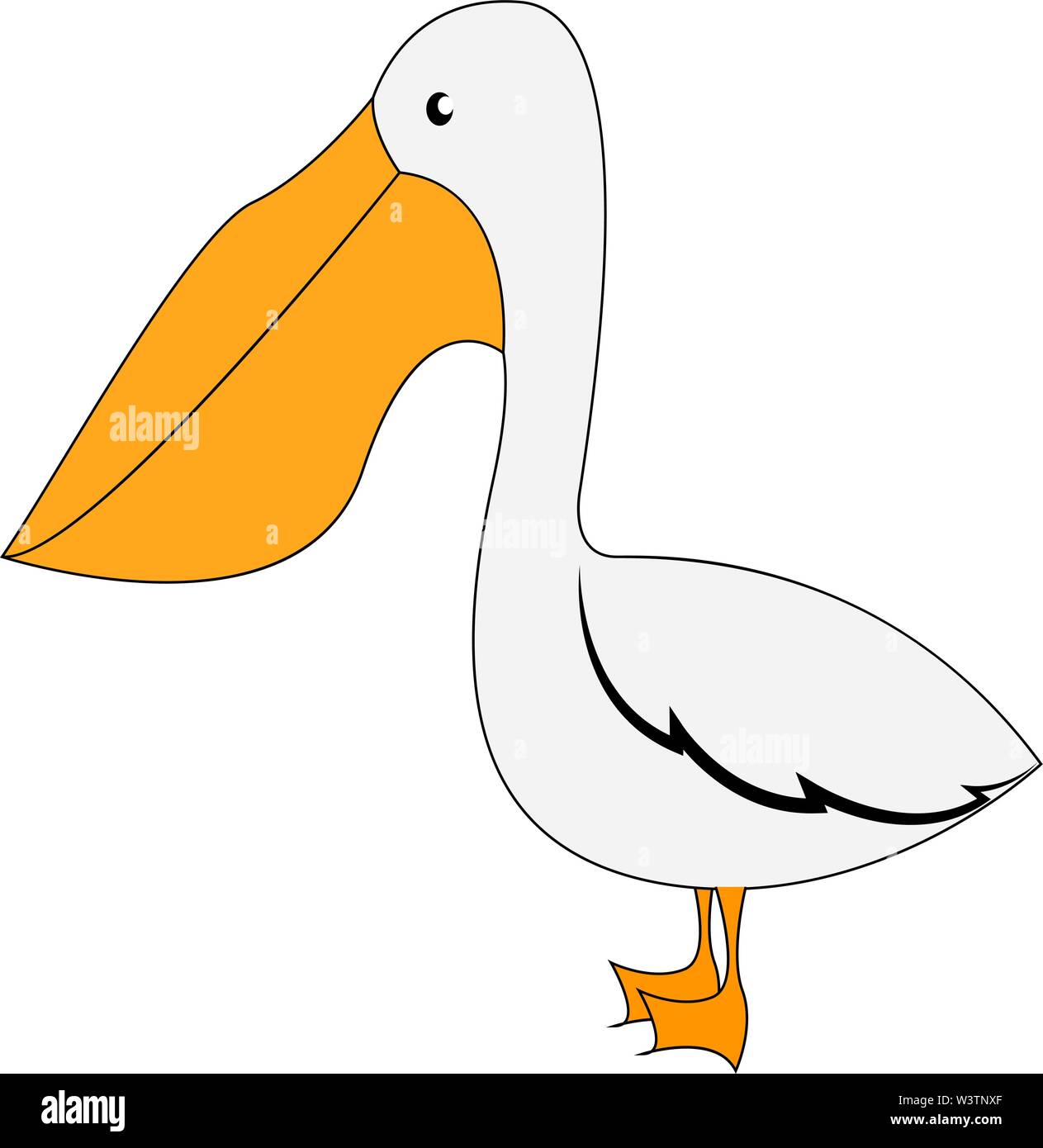 Cute Pelican, Illustration, Vektor auf weißem Hintergrund. Stock Vektor
