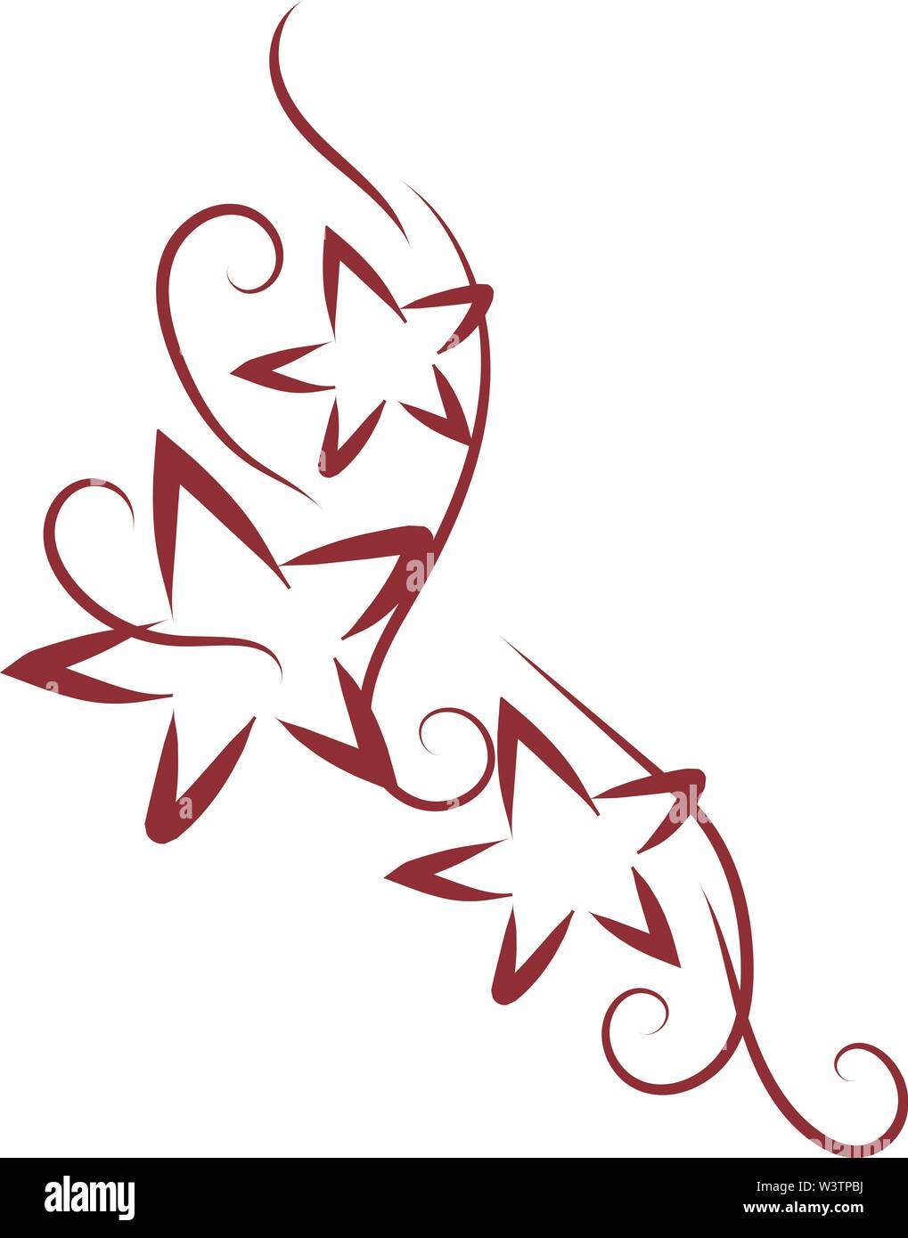 Rote Sterne Tattoo Skizze, Illustration, Vektor auf weißem Hintergrund. Stock Vektor