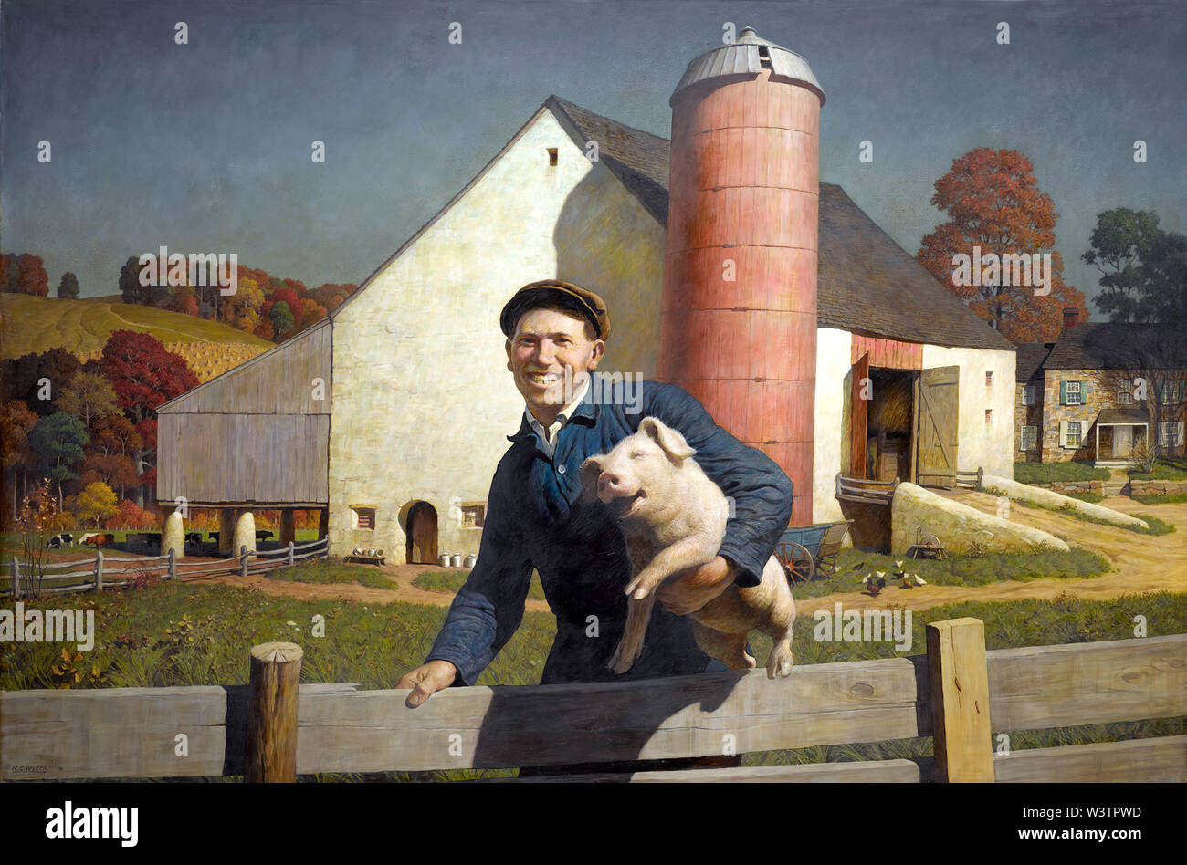 NC Wyeth Porträt eines Landwirts Stockfoto