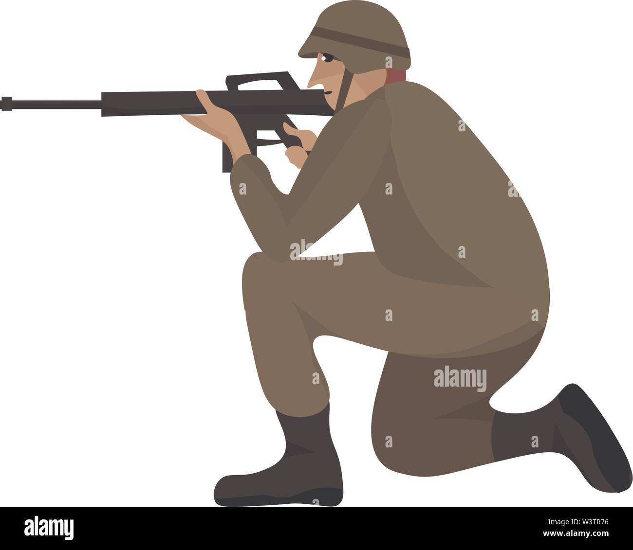 Soldat mit einem Gewehr, Illustration, Vektor auf weißem Hintergrund. Stock Vektor