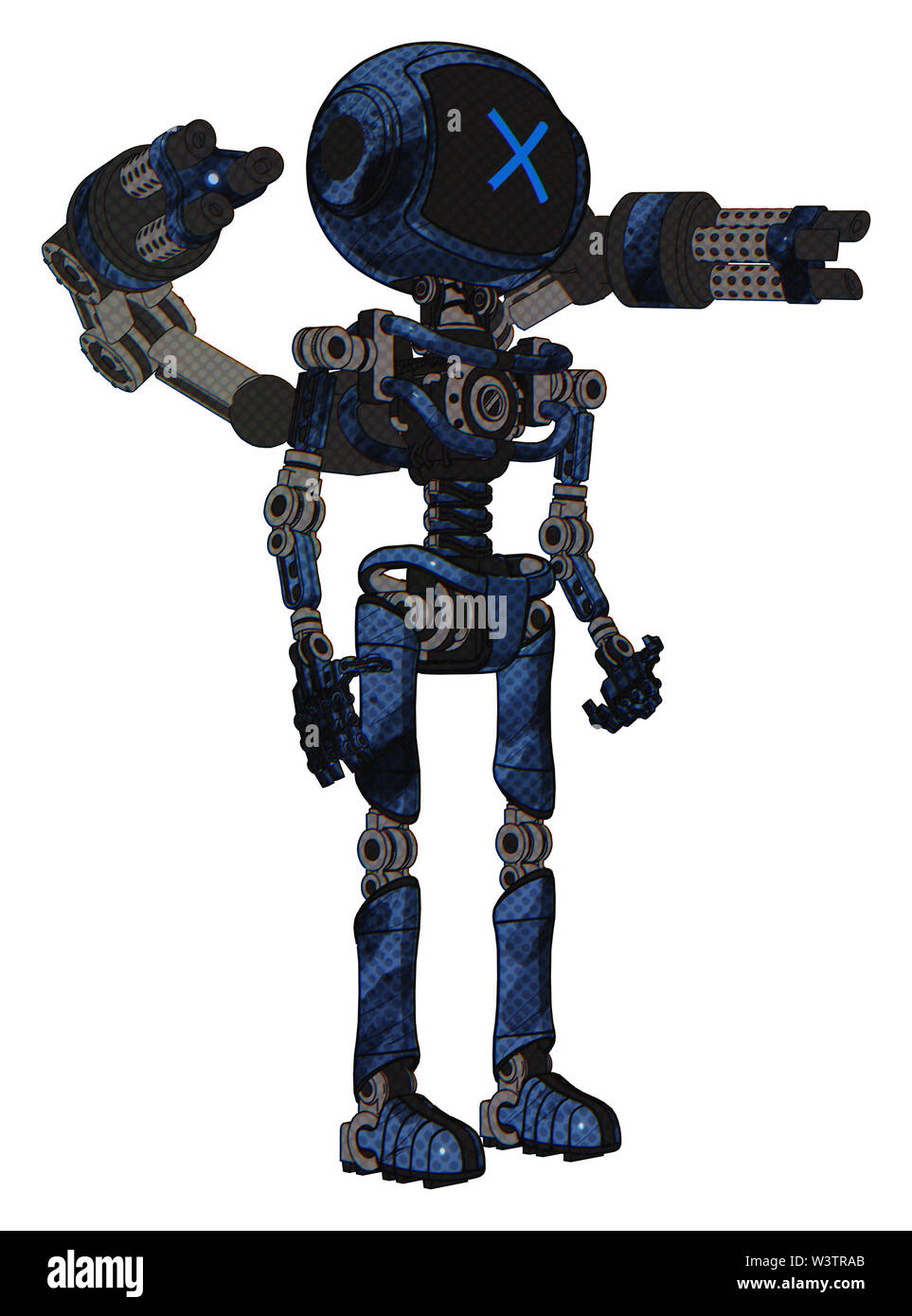 Android, die Elemente enthalten: Digitale Anzeige Kopf, x Gesicht, Brust exoshielding, minigun zurück Montage, keine Brust Verchromen, ultralight Fuß ... Stockfoto