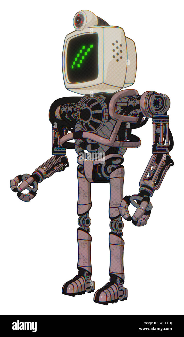 Cyborg Elemente enthalten: alte Computer Monitor, doppelten Backslash pixel Design, retro-futuristischen Webcam, schwere obere Brust, keine Brust Beschichtung,... Stockfoto