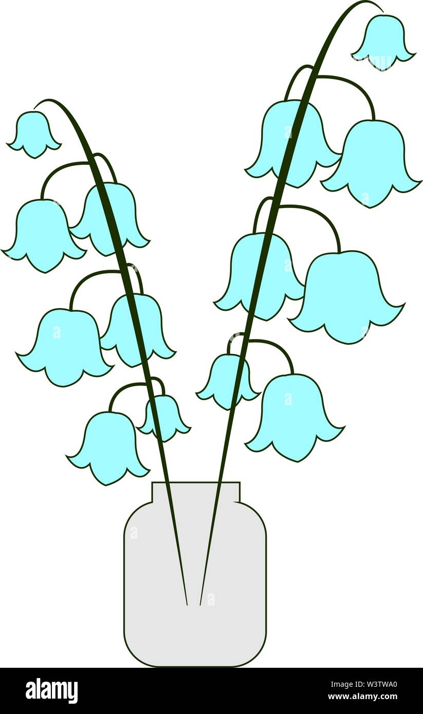 Bell Blume in der Vase, Illustration, Vektor auf weißem Hintergrund. Stock Vektor
