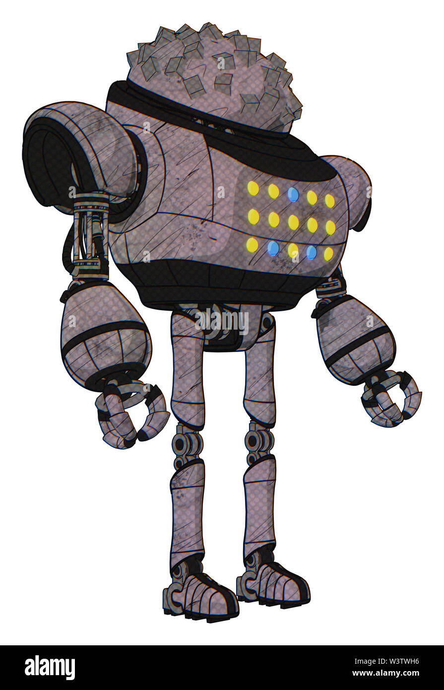Roboter, die Elemente enthalten: metallwürfel Dome head Design, schwere obere Brust, farbige Lichter array, ultralight Fuß exosuit. Material: Skizze schnell ... Stockfoto