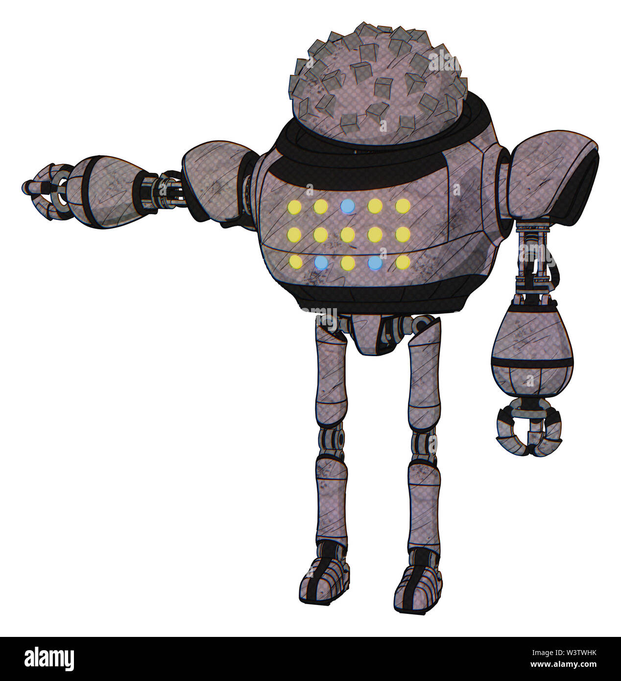 Roboter, die Elemente enthalten: metallwürfel Dome head Design, schwere obere Brust, farbige Lichter array, ultralight Fuß exosuit. Material: Skizze schnell ... Stockfoto