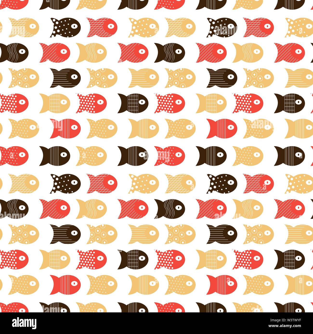 Fisch nahtlose Muster für Stoff textile Design, Kissen, Tapeten, Stoff, Taschen, Scrapbook Papier. Vector Illustration Stock Vektor