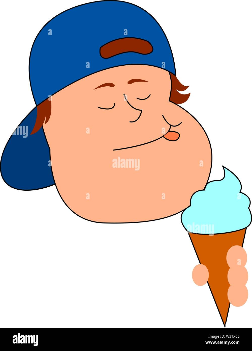 Junge Eis essen, Illustration, Vektor auf weißem Hintergrund. Stock Vektor