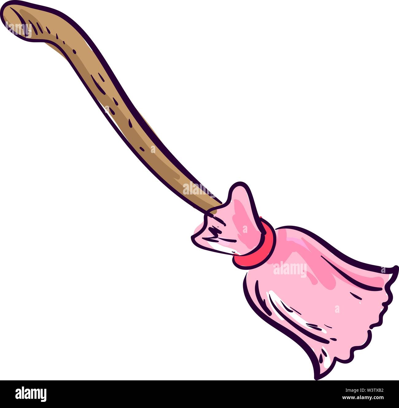 Niedliche rosa Besen, Illustration, Vektor auf weißem Hintergrund. Stock Vektor