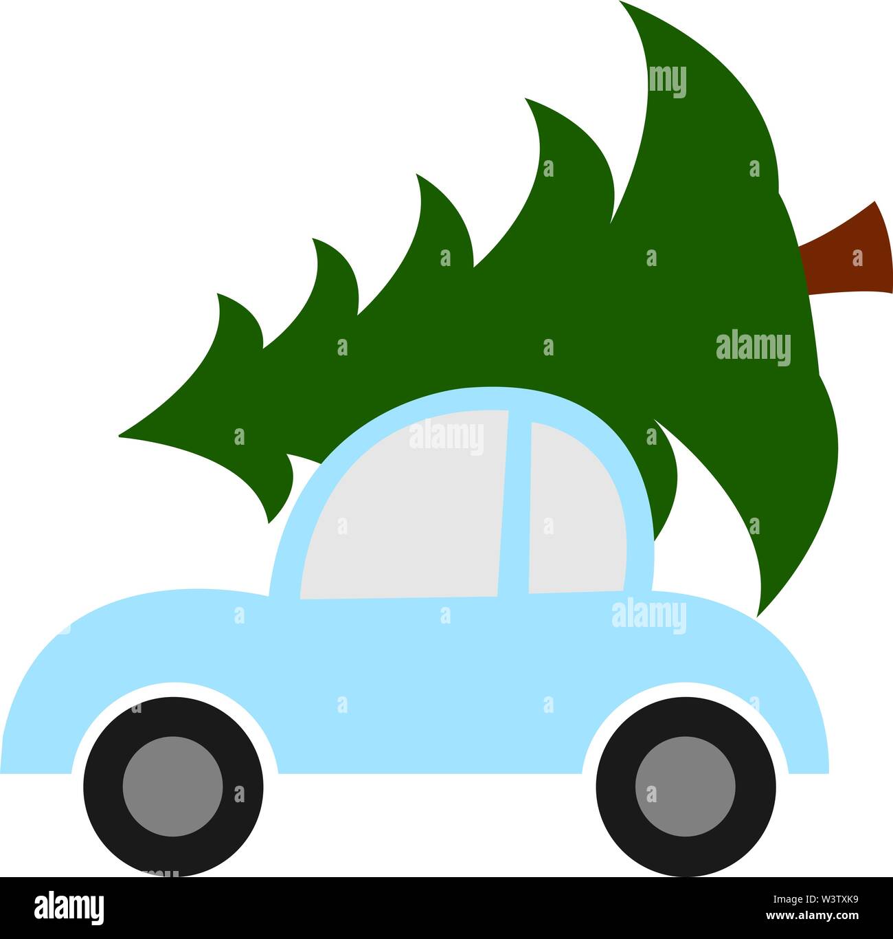 Mit Weihnachtsbaum, Illustration, Vektor auf weißem Hintergrund. Stock Vektor