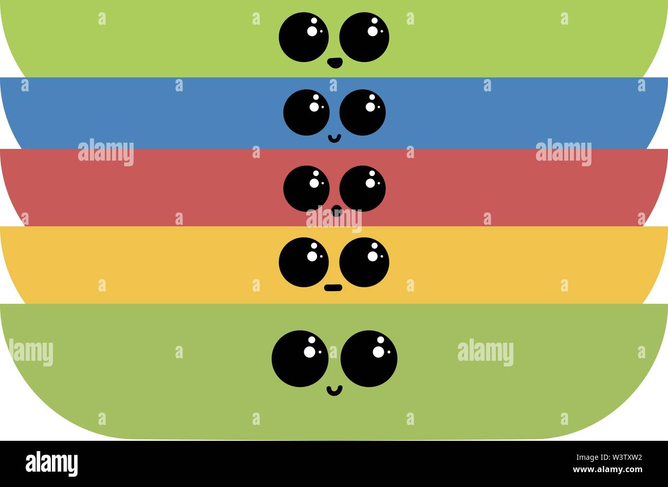 Ein Stapel von bunten Platten, Illustration, Vektor auf weißem Hintergrund. Stock Vektor