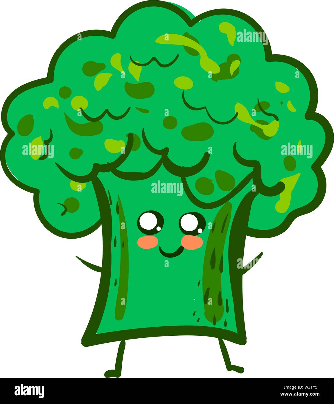 Adorable Brokkoli, Illustration, Vektor auf weißem Hintergrund. Stock Vektor