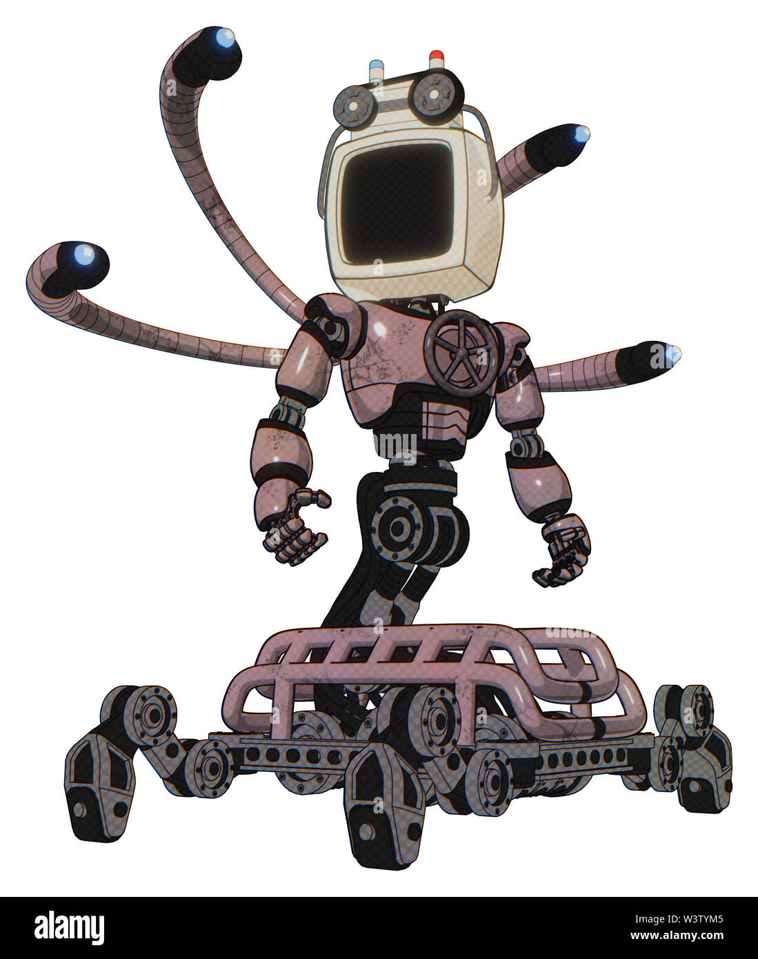 Cyborg Elemente enthalten: alte Computer alte Computer überwachen, Magnetband, Licht exoshielding Brust, Brust Ventil Kurbel, blue-eye cam Kabel... Stockfoto