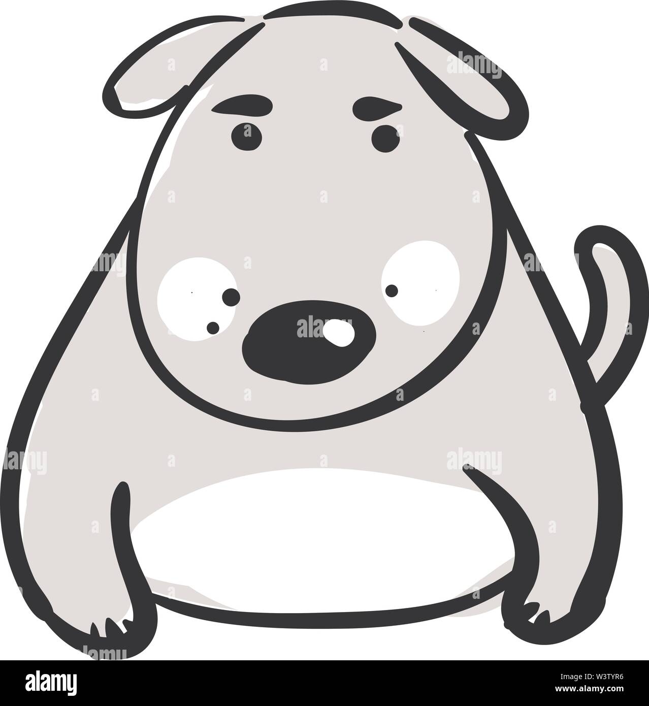 Fat dog Zeichnung, Illustration, Vektor auf weißem Hintergrund. Stock Vektor