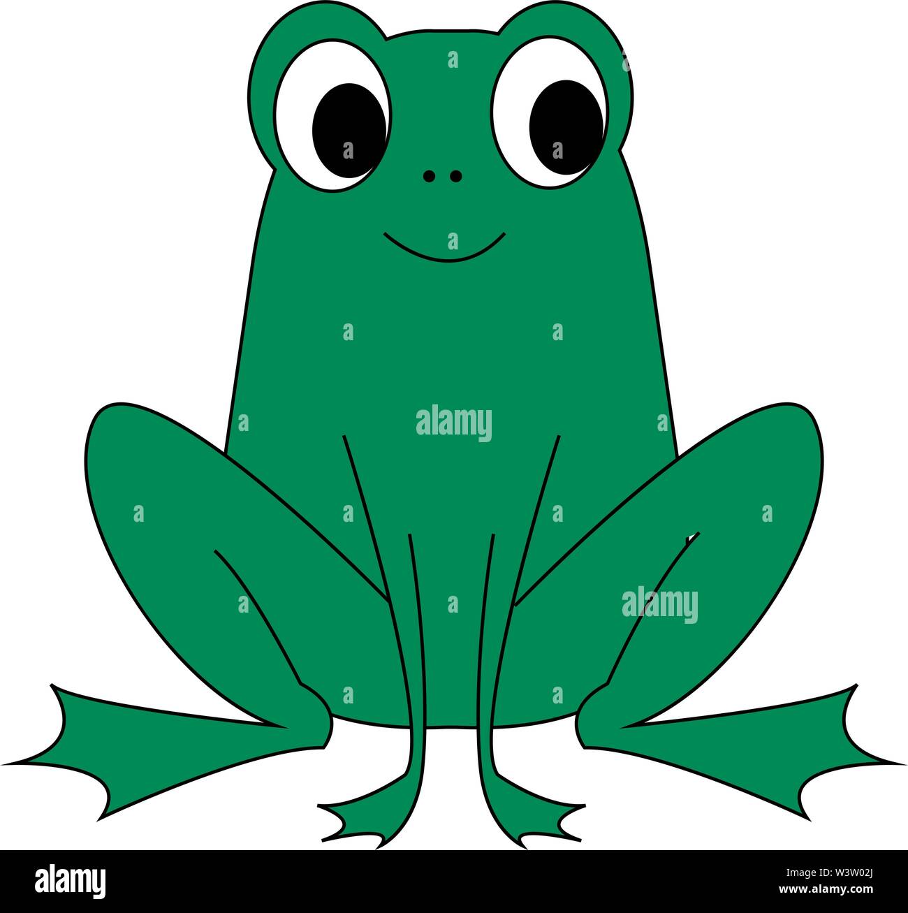 Happy Green frog, Illustration, Vektor auf weißem Hintergrund. Stock Vektor