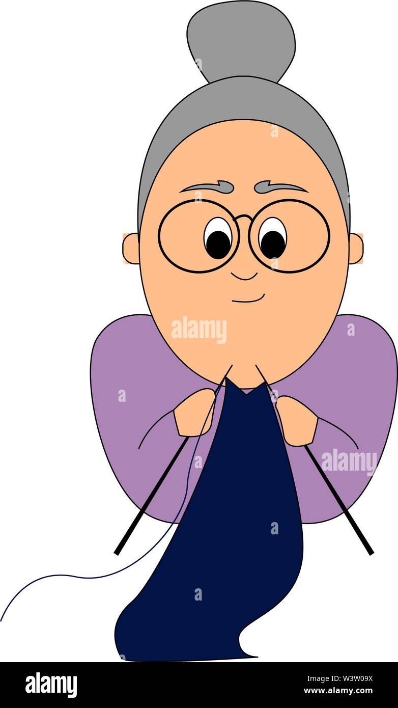 Oma mit Brille, Illustration, Vektor auf weißem Hintergrund Stock Vektor