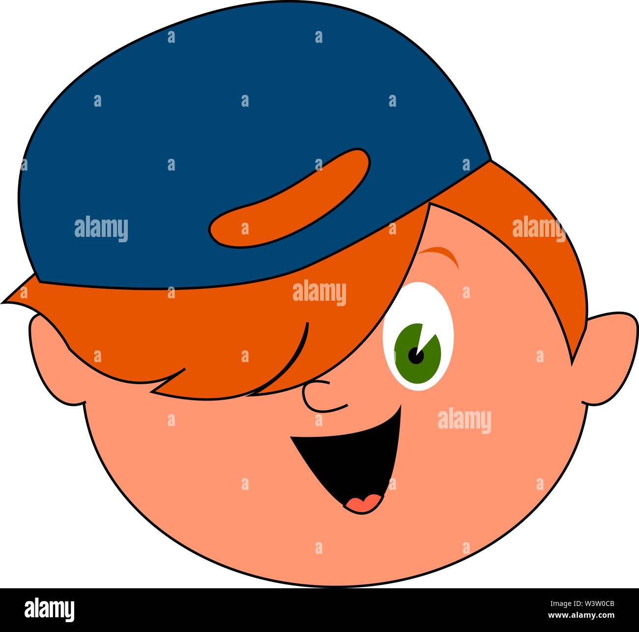 Junge mit blauen Deckel, Illustration, Vektor auf weißem Hintergrund Stock Vektor