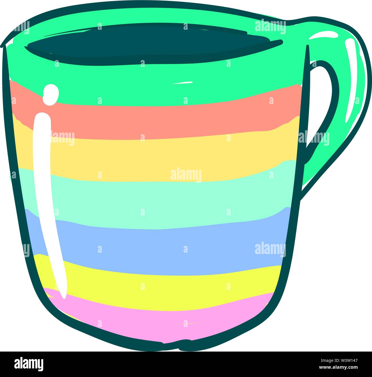 Multicolor Tasse, Illustration, Vektor auf weißem Hintergrund Stock Vektor