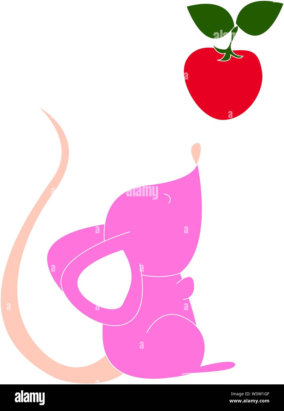 Rosa kleine Maus, Illustration, Vektor auf weißem Hintergrund Stock Vektor
