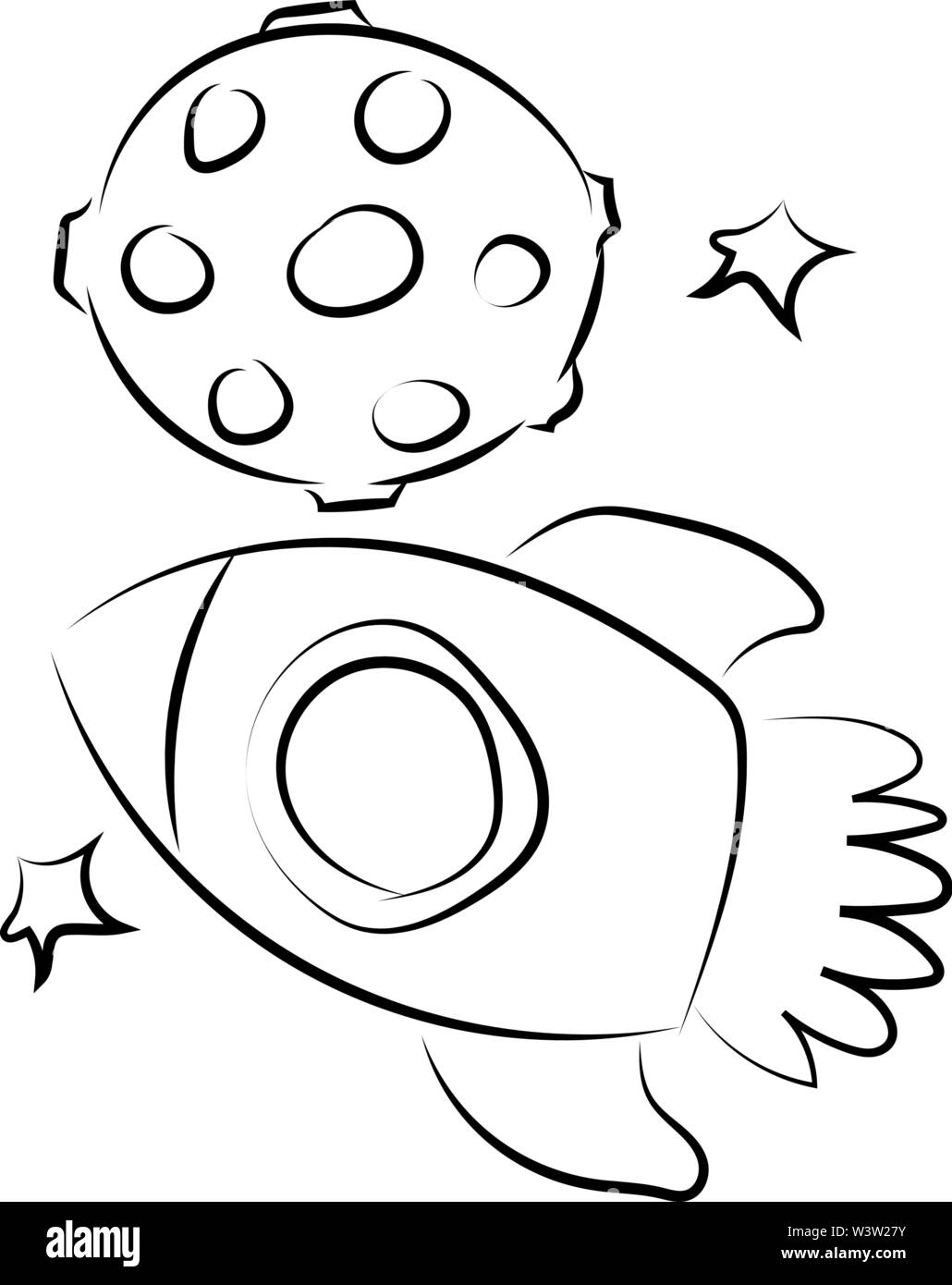 Raumfahrzeuge und Meteoriten, Illustration, Vektor auf weißem Hintergrund Stock Vektor