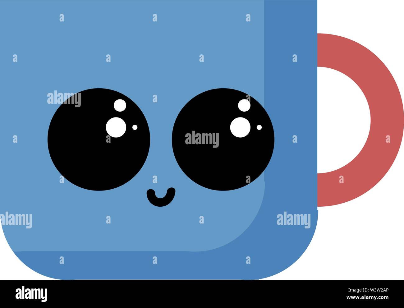 Blaue Tasse mit Augen, Illustration, Vektor auf weißem Hintergrund Stock Vektor