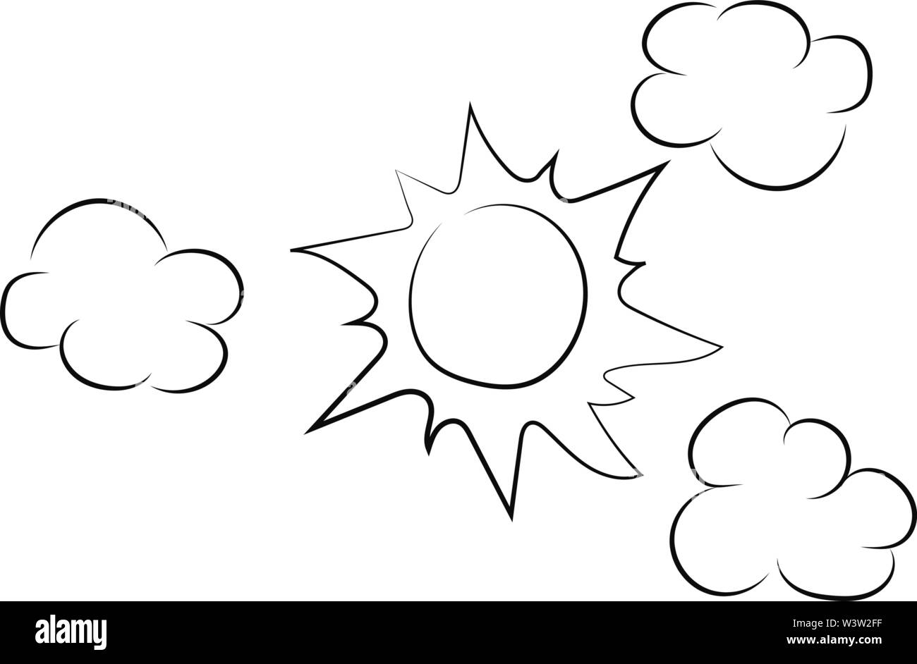 Sun Zeichnung, Illustration, Vektor auf weißem Hintergrund Stock Vektor