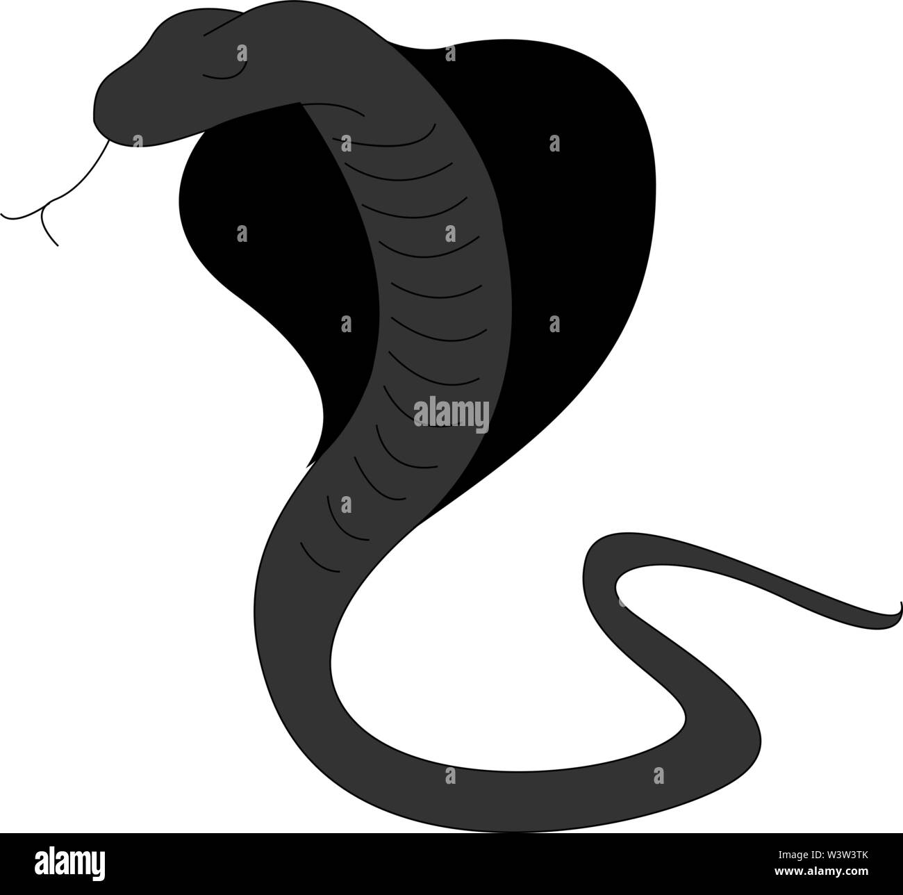 Schwarze Kobra Schlange, Illustration, Vektor auf weißem Hintergrund. Stock Vektor