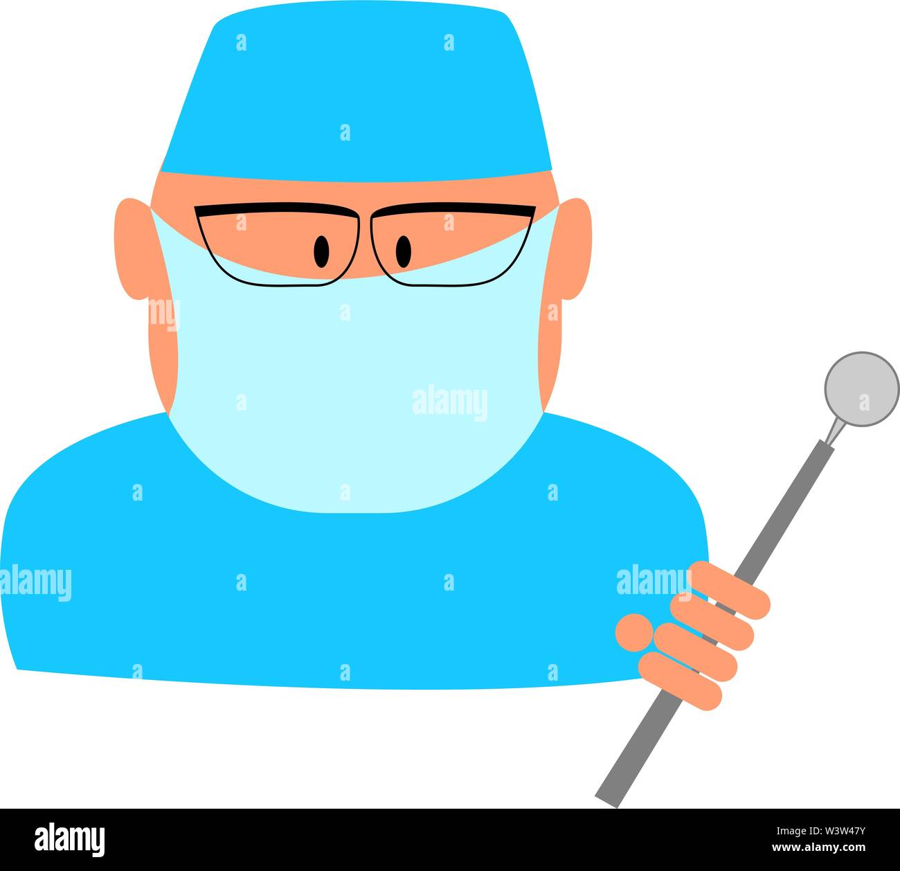 Zahnarzt mit Brille, Illustration, Vektor auf weißem Hintergrund. Stock Vektor Zahnarzt mit Brille, Illustration, Vektor auf weißem Hintergrund. Stock Vektor