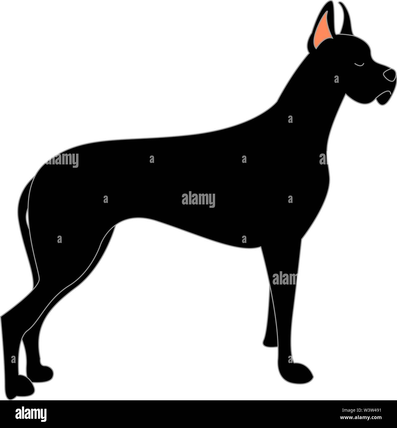 Großen schwarzen Hund, Illustration, Vektor auf weißem Hintergrund. Stock Vektor
