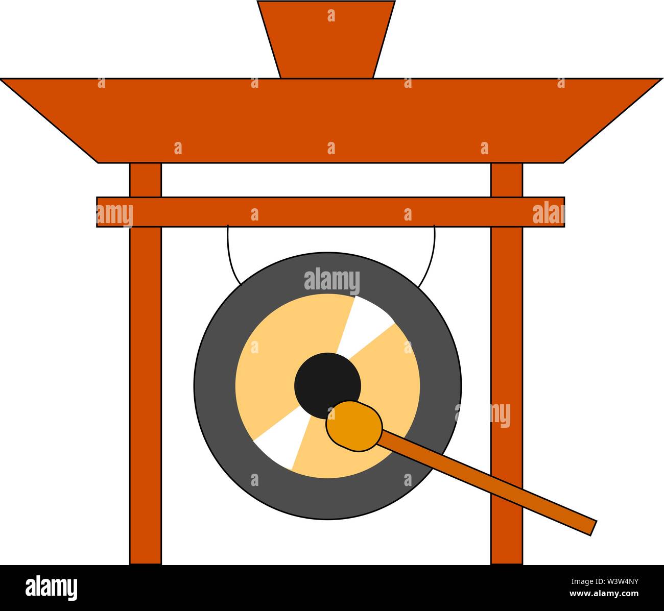 Großen goldenen Gong, Illustration, Vektor auf weißem Hintergrund. Stock Vektor